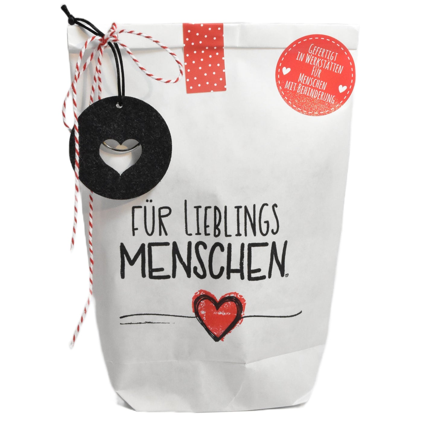 Wundertüte in weiß bestempelt mit für Lieblingsmenschen als lieblingsmensch geschenk